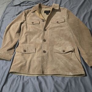 Vintage Mens Suede Chore Coat Shacket Size Medium Express Lined 100% Leather